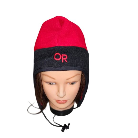 Outdoor Research Hat Peruvian Fitted Mens Large Red Windstopper Fleece Ear Flap - Picture 1 of 3